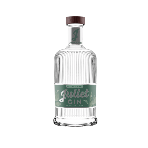 Juliet Gin: Boreal Sonnet - Paradigm Spirits Co. A beautiful ribbed bottle with green and silver label accents.