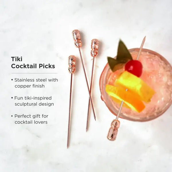 Viski Pacific™ Copper - Plated Tiki Cocktail Picks - Set of 4 - Paradigm Spirits Co.